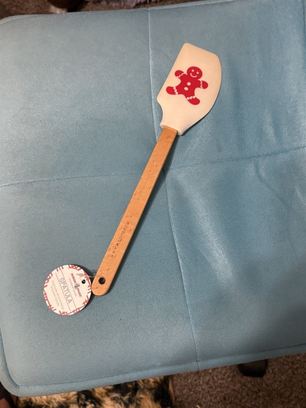 Nordic Ware Gingerbread Man Wood Handle Silicone Spatula Baking New With Tag